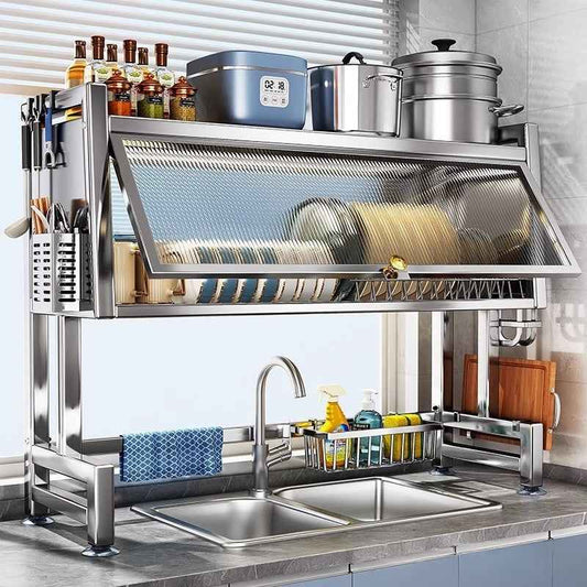 Stainless Steel Kitchen Sink Rack – Multifunctional Dish Drainer & Storage Organizer