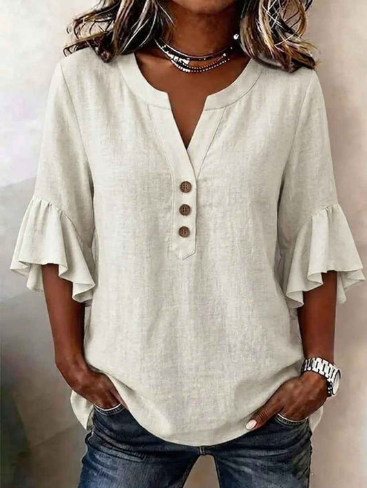 Solid Casual Loose Blouses For Women Fashion Summer Vintage Women's Oversized Shirts And Blouses Elegant Youth Female Tops