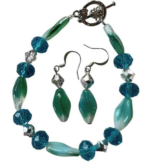 Bracelet et boucle d'oreille émeraude