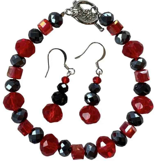 Bracelet et boucle d'oreille cristaux