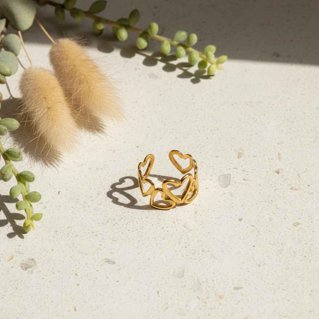 Multi Heart Ring - Gold Plate