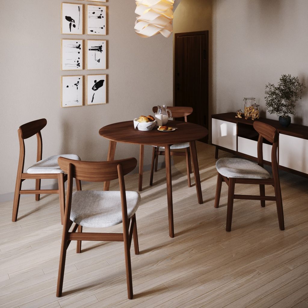 Oslo Round Natural Rubberwood Dining Set