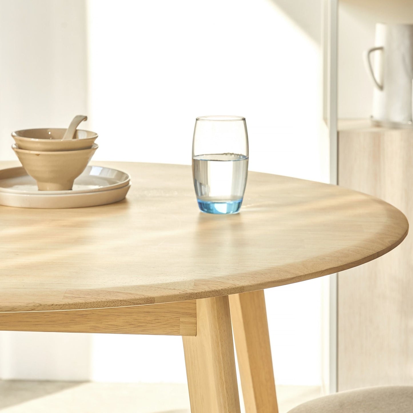 Oslo Round Solid Rubber Wood Dining Table