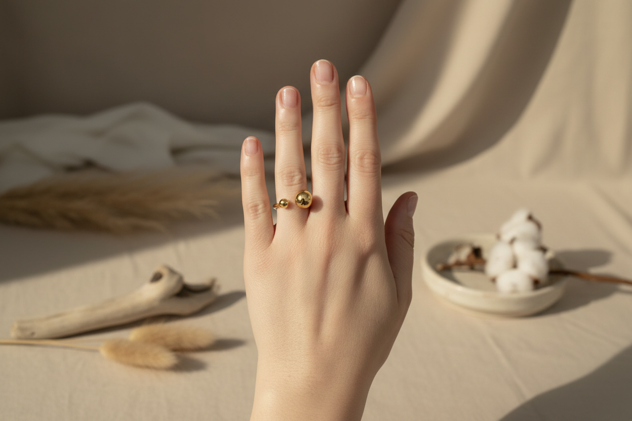 Open Ball Ring - Gold Stainless Steel