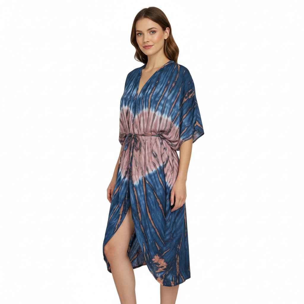 Tie Dye Lapis Ombre Kimono - Blue & Pink
