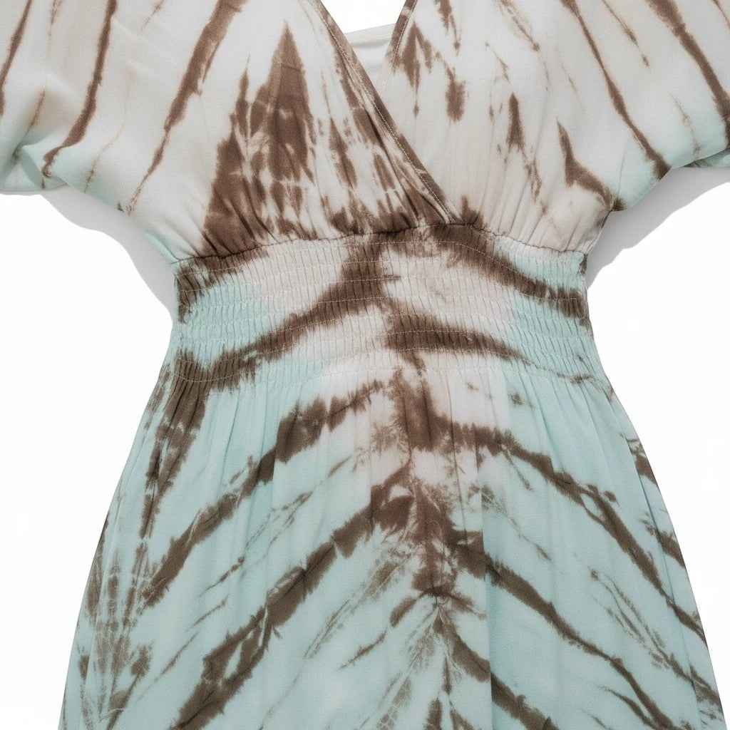 Tie Dye Maxi Dress With V-Neckline
