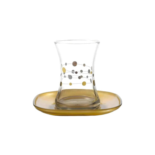 Turkish Tea Cups and Saucers Set of 12, 5.75 oz (Lav Glory)