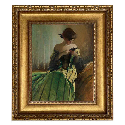 The Enchantress in Emerald – Victorian Oil Painting Print on Canvas
