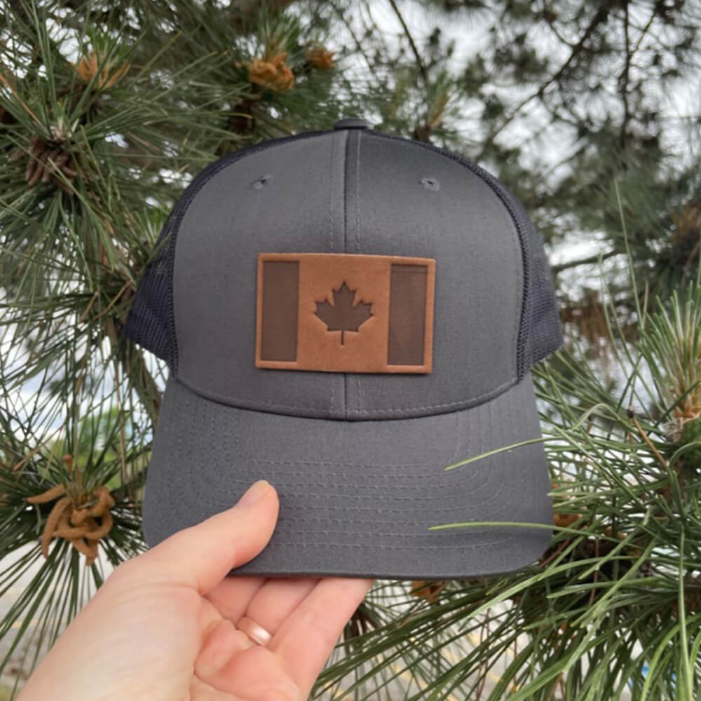 Canada Flag Leather Patch Trucker Hat