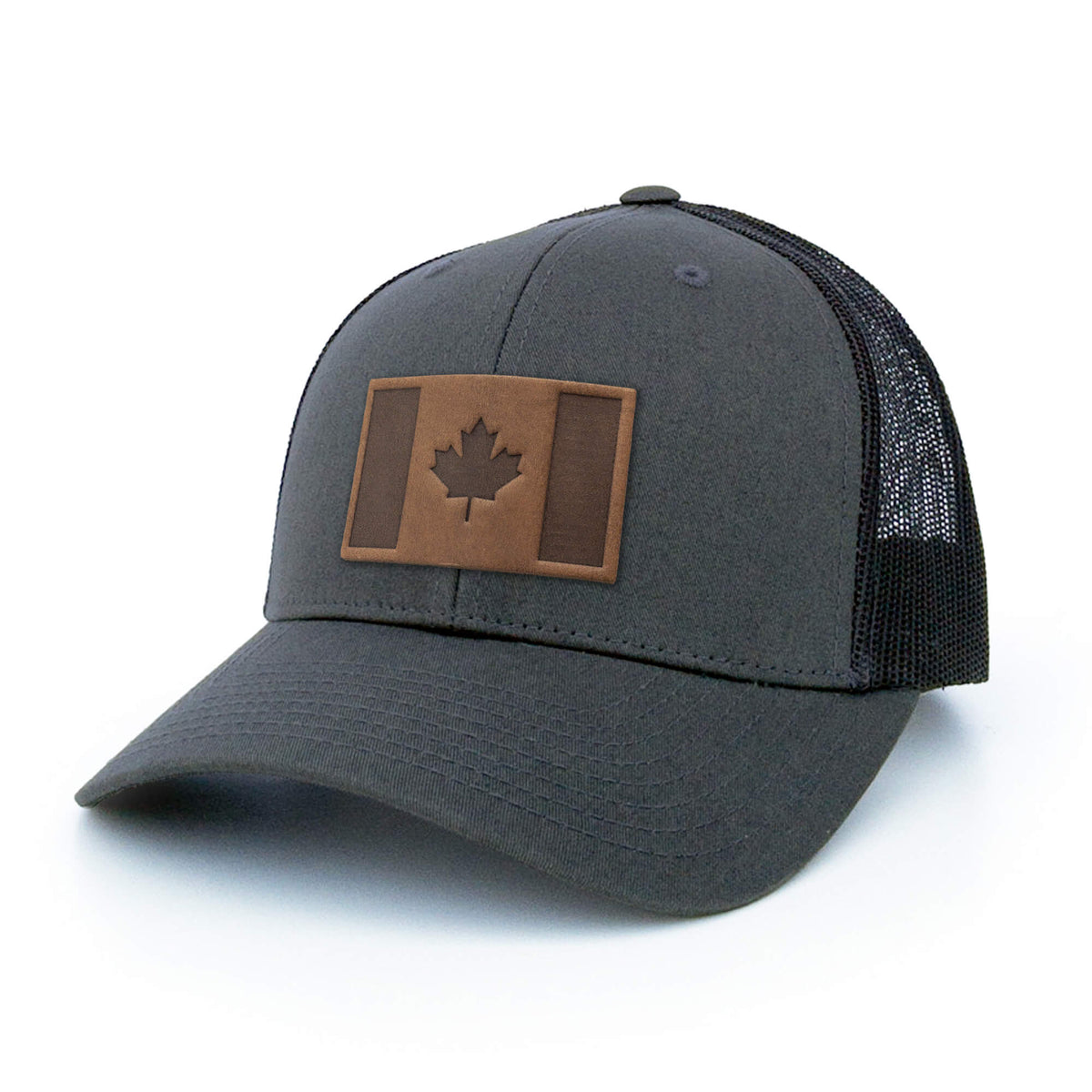 Canada Flag Leather Patch Trucker Hat