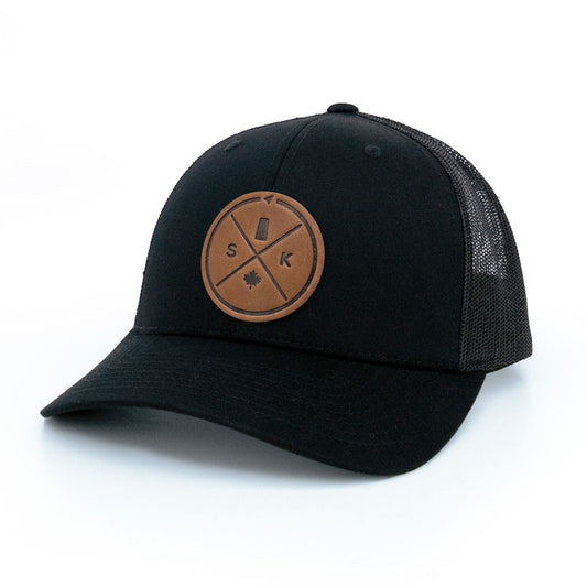 Saskatchewan Compass Leather Patch Trucker Hat