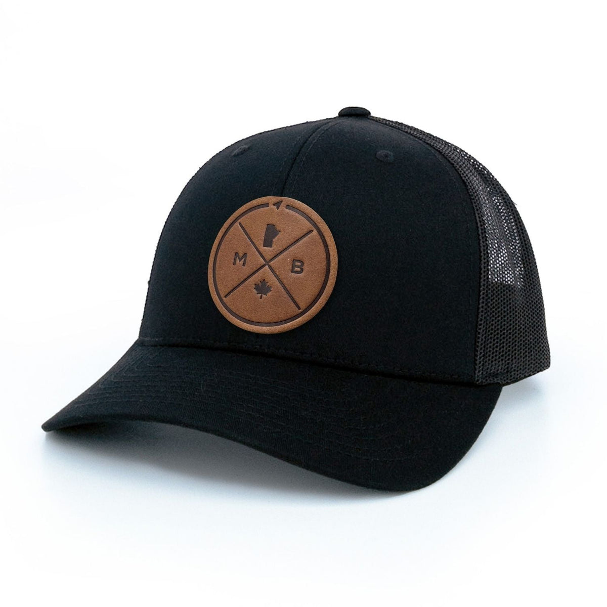 Manitoba Compass Leather Patch Trucker Hat