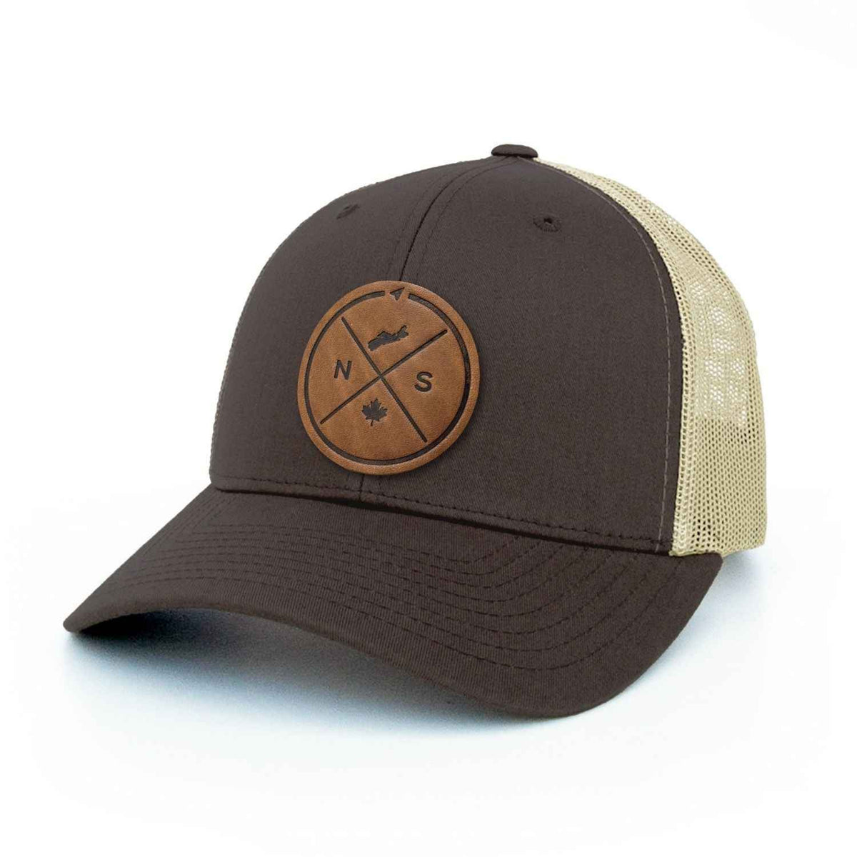 Nova Scotia Compass Leather Patch Trucker Hat
