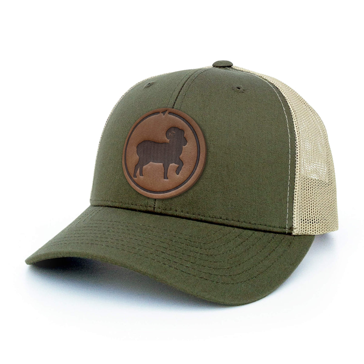 Bighorn Sheep Leather Patch Trucker Hat