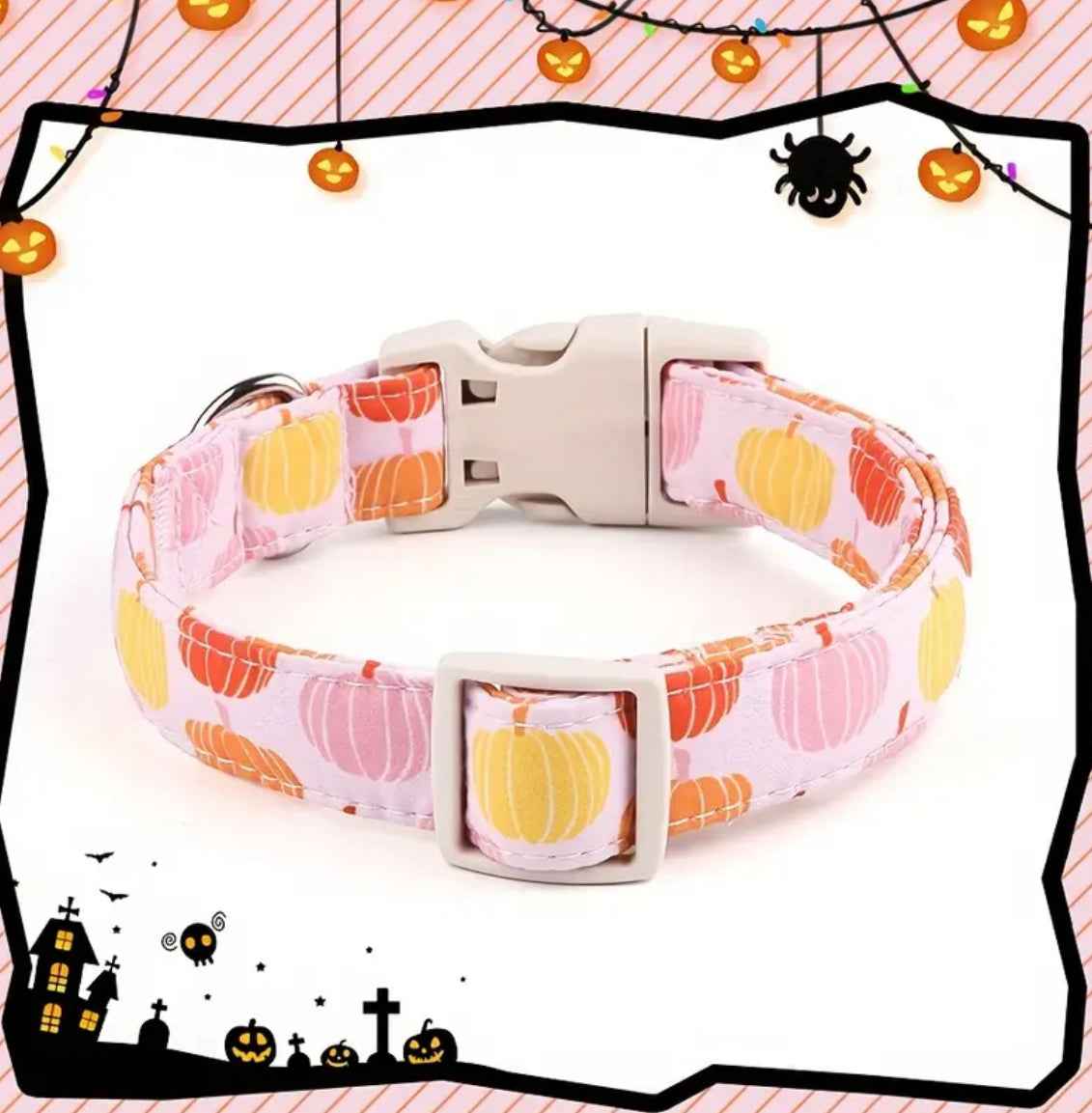 Peaches and Pumpkins Dog Collar | Halloween Dog Collar