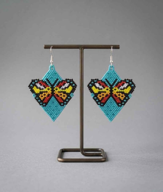 Butterfly Beaded Earrings (Turquoise)