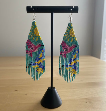Turquoise Sky Dancer Beaded Earrings