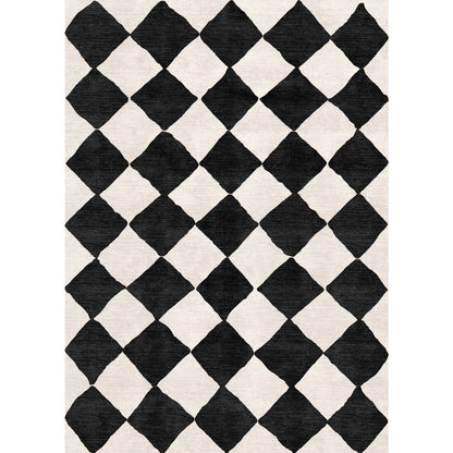 Trestres karierter Teppich Schwarz & Elfenbein