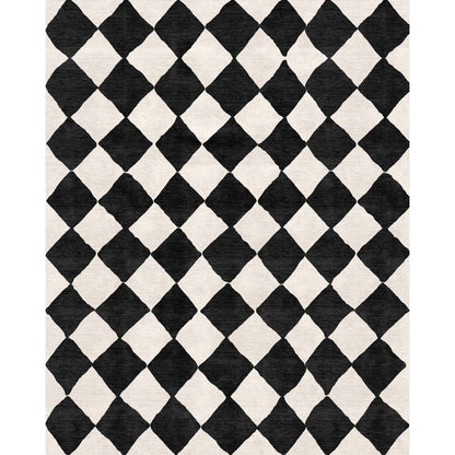 Trestres karierter Teppich Schwarz & Elfenbein