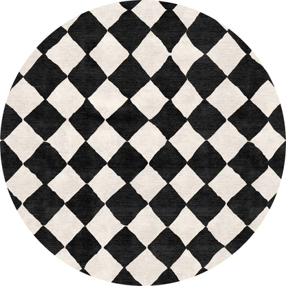 Trestres karierter Teppich Schwarz & Elfenbein