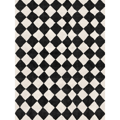 Trestres karierter Teppich Schwarz & Elfenbein
