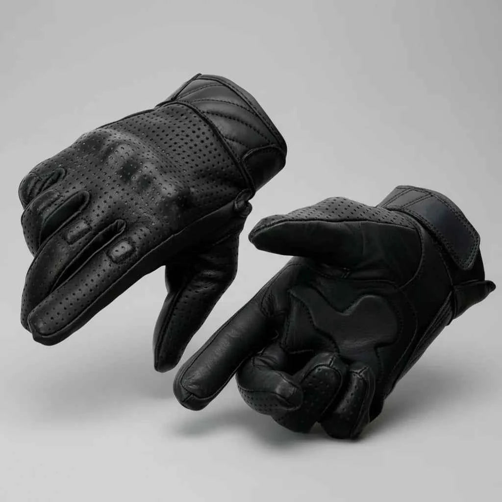 Open Road Men's Perforated Armored Leather Motorcycle Gloves