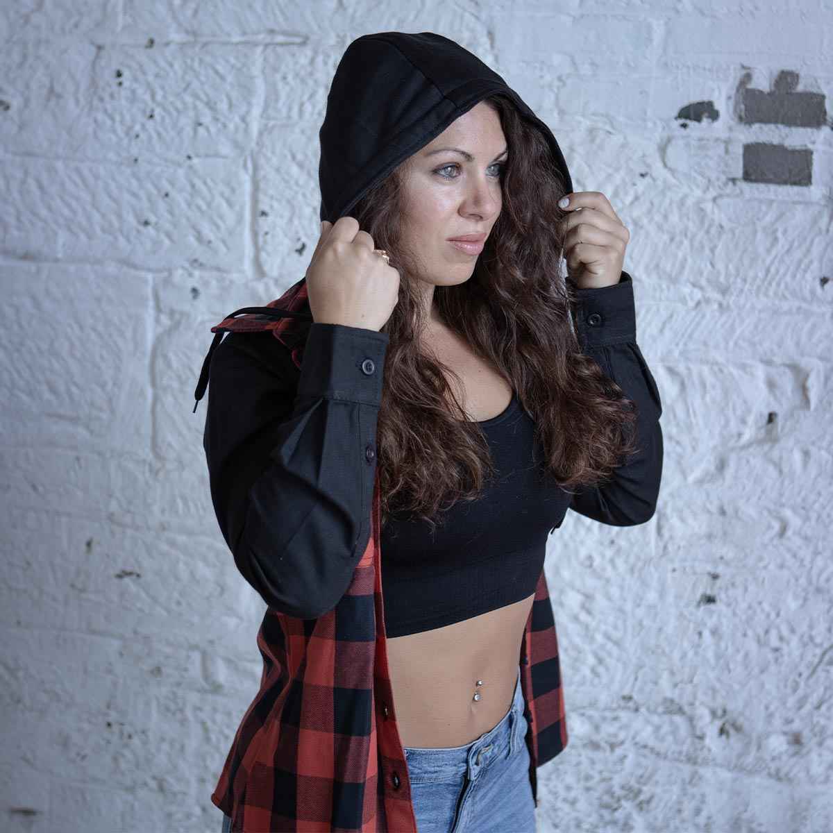 Milwaukee Leather Women's Armoured Plaid Hooded Shirt
