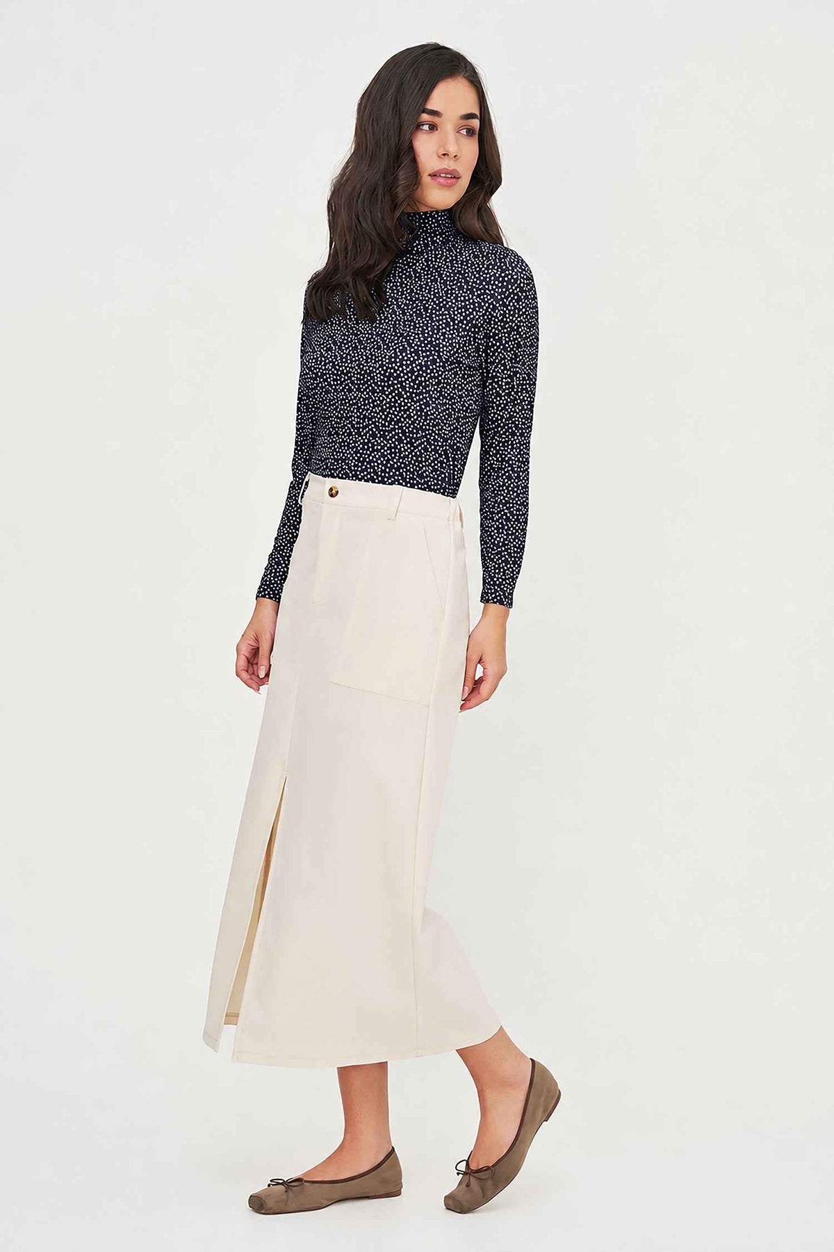 Women's Soft Printed Knit Top, Long Sleeves & Tie-Back Scarf Collar