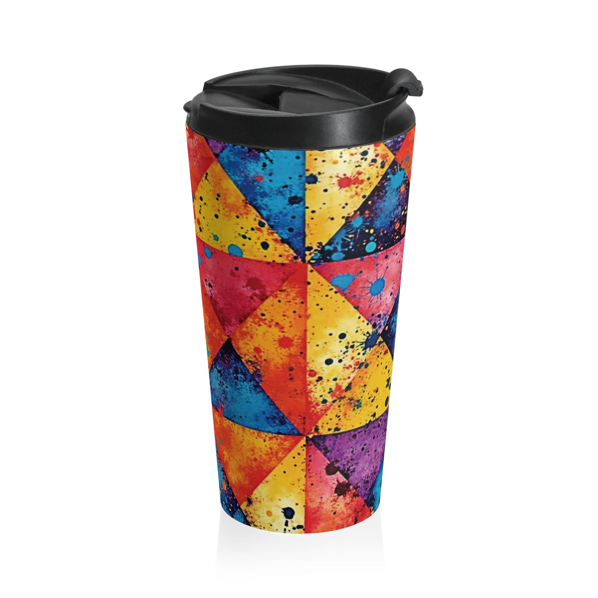 Colorful Geometric Splash Travel Mug — Stainless Steel Insulated Tumbler - AURABAGS SHOP
