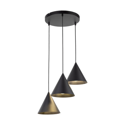 CONO 3-Light Steel Cone Pendant for Kitchen Island & Dining Table