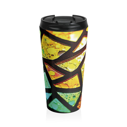 Stainless Steel Travel Mug — Rainbow Stained Glass Mosaic Insulated Tumbler - AURABAGS SHOP