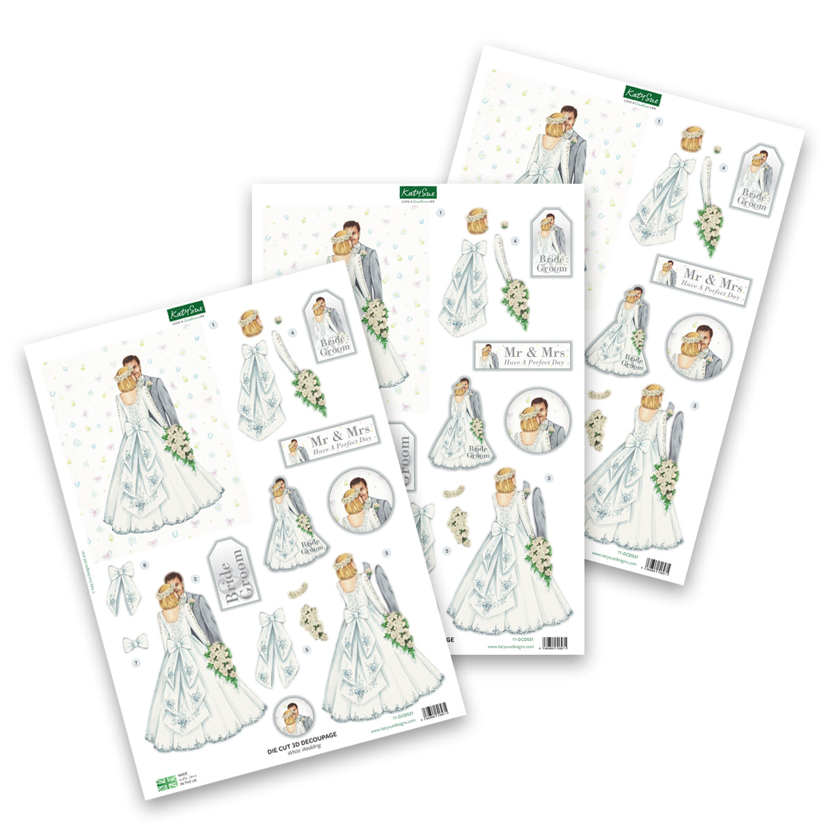 Die Cut Decoupage – White Wedding (Pack Of 3)