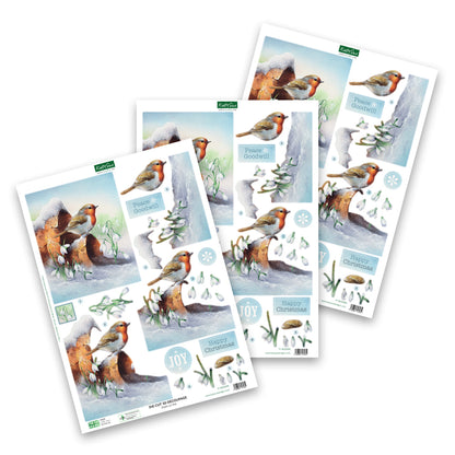 Die Cut Decoupage – Robin On Pot (Pack Of 3)