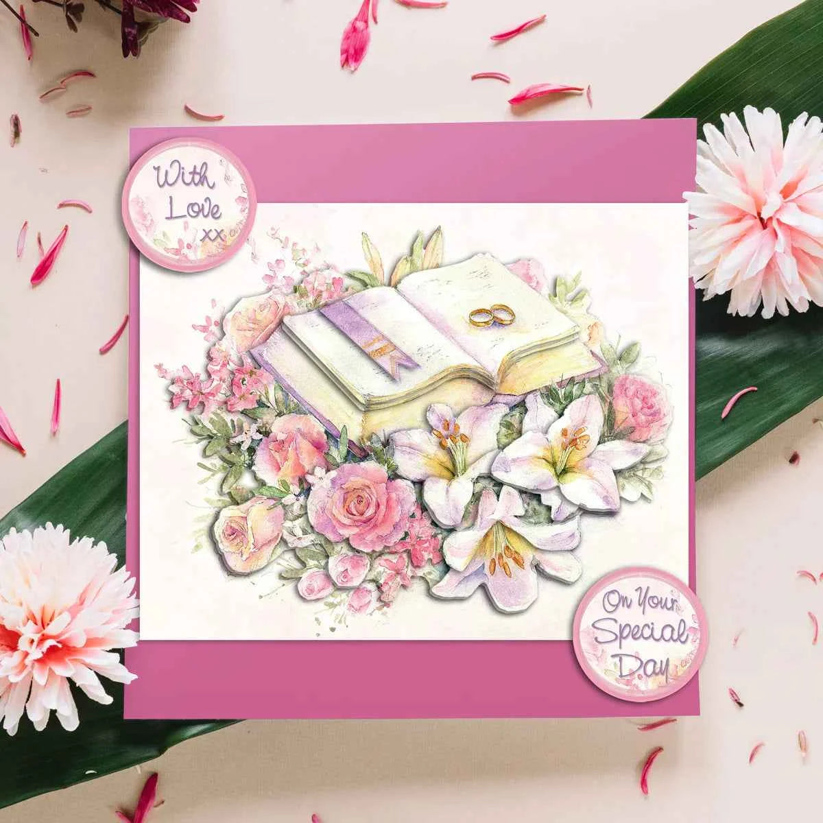 Die Cut Decoupage – Wedding Book & Flowers (Pack Of 3)