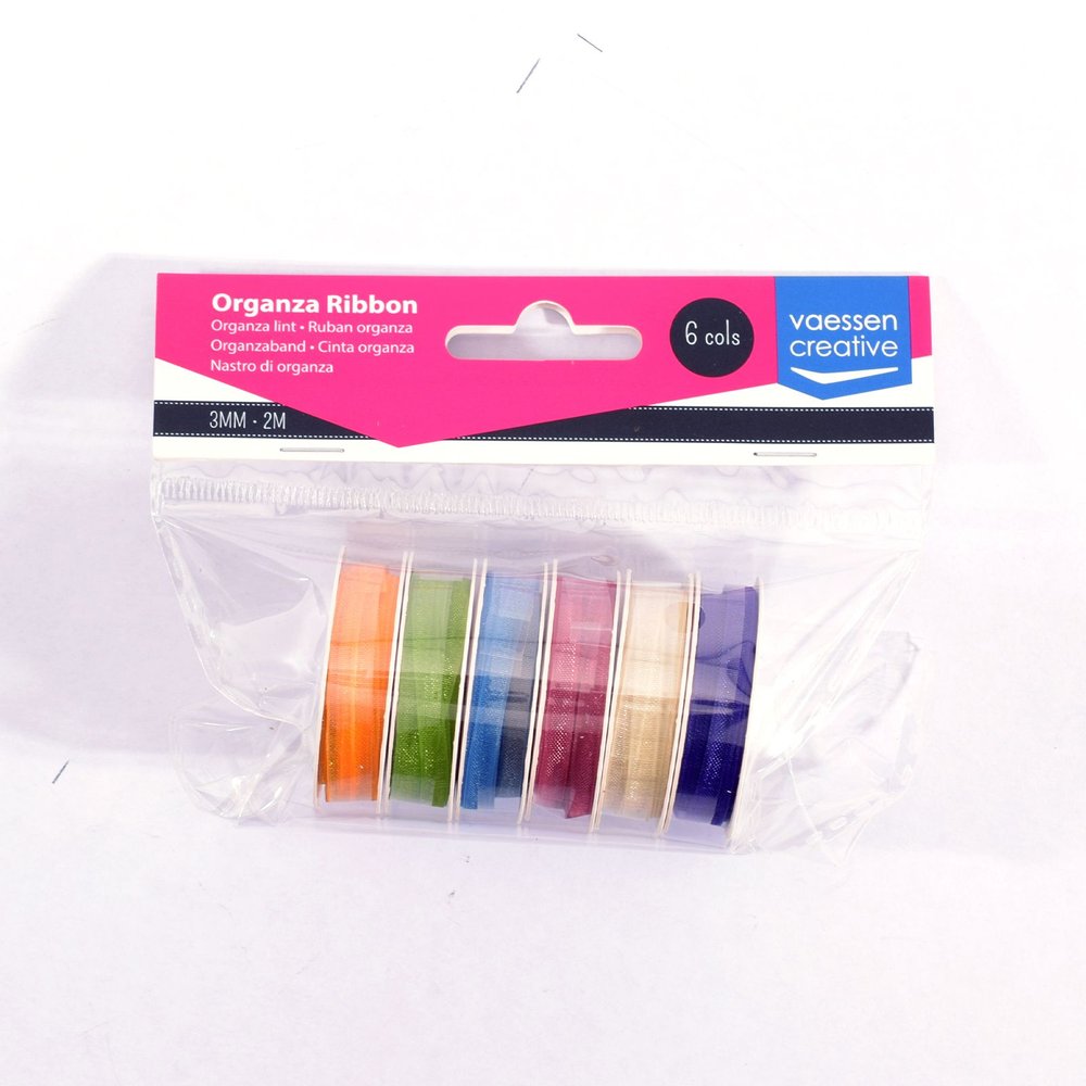 Vaessen Creative Organza Ribbon 6 Colours 3mmx2m Spring