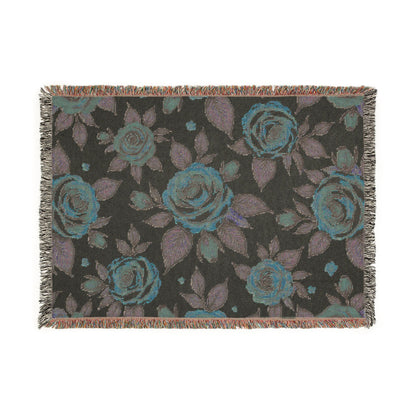Floral Woven Blanket — Vintage Rose Throw for Living Room & Bedroom