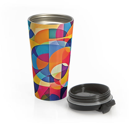 Colorful Geometric Stainless Steel Travel Mug — Modern Abstract Art Design - AURABAGS SHOP
