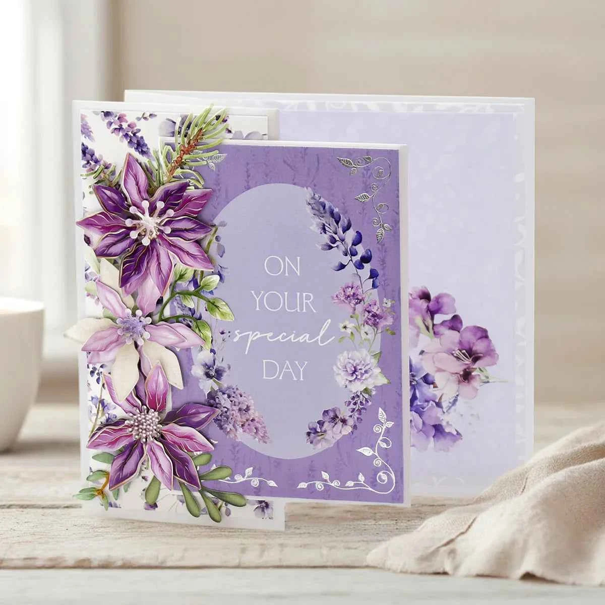Dusky Violet Blooms, Die Cut Flowers & Leaves, 12 sheets