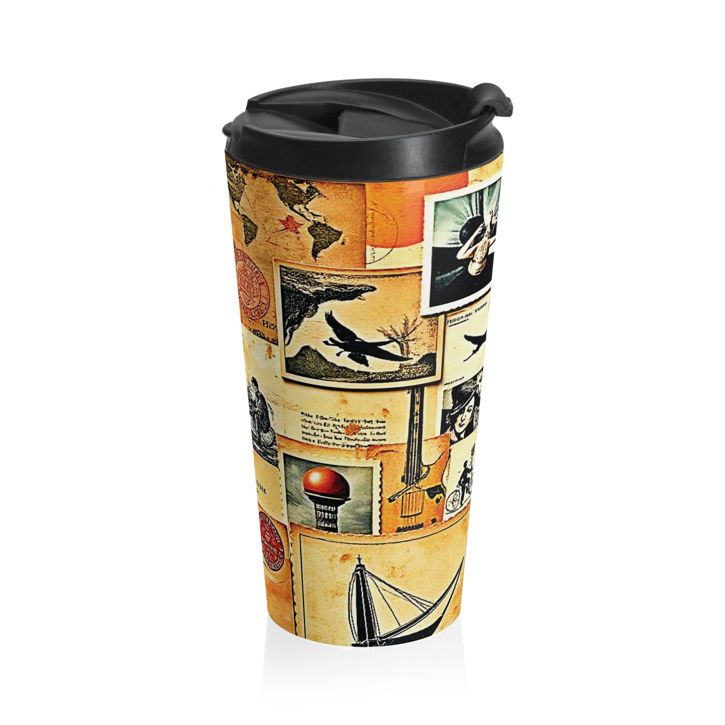 Vintage Travel Collage Stainless Steel Travel Mug - AURABAGS SHOP