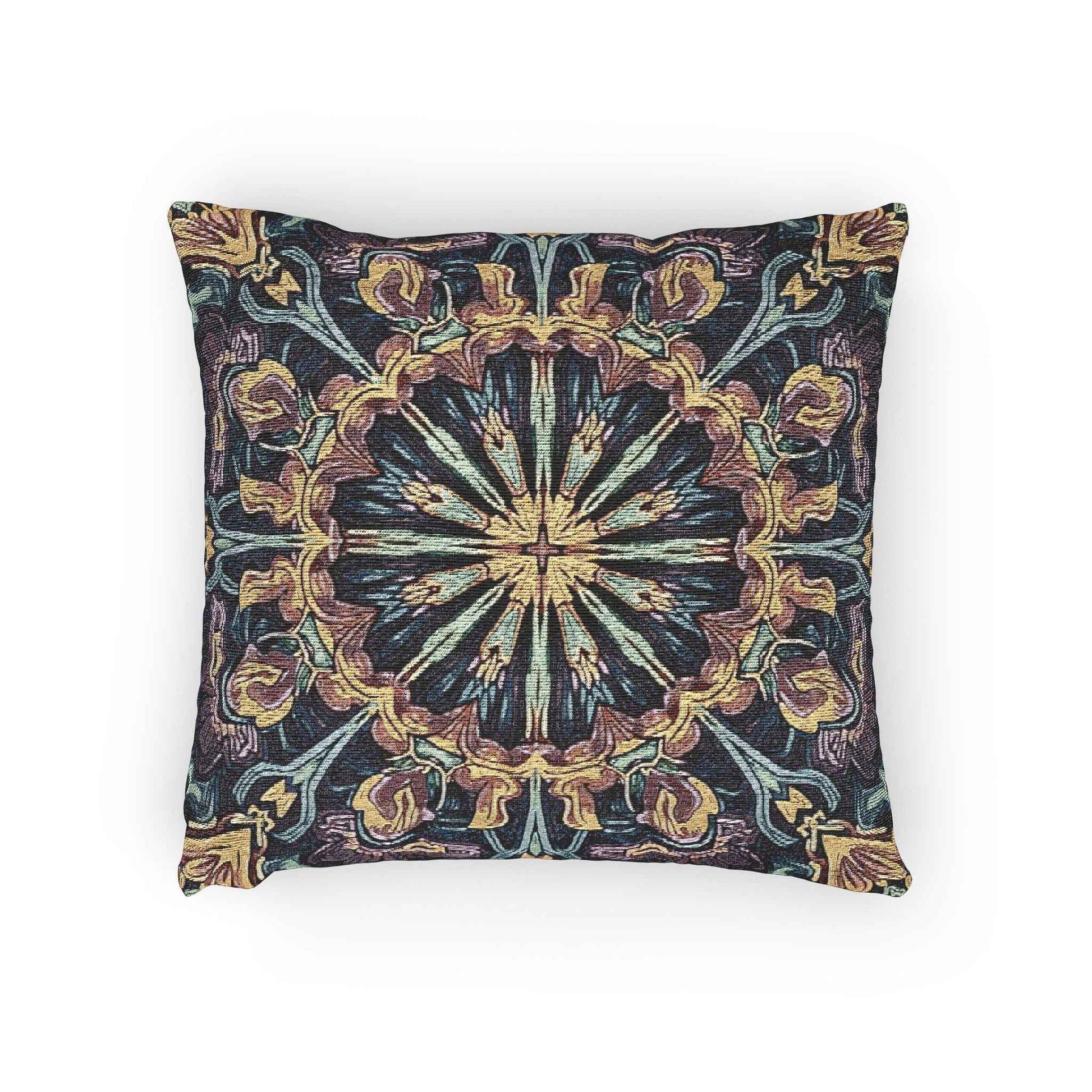 Geometric Mandala Woven Pillow | Boho Mosaic Throw Cushion