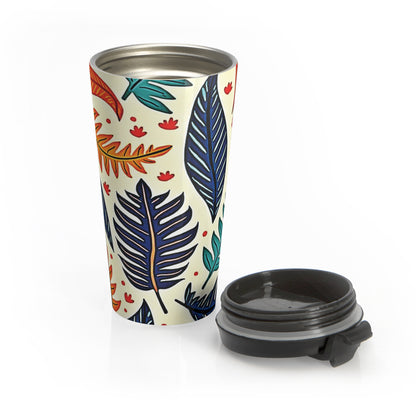 Colorful Tropical Leaves travel mug | Stainless Steel Tumbler - AURABAGS SHOP