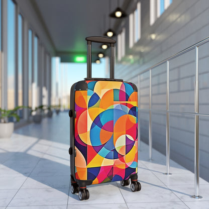 Colorful Geometric Carry-On Suitcase — Modern Abstract Travel Luggage