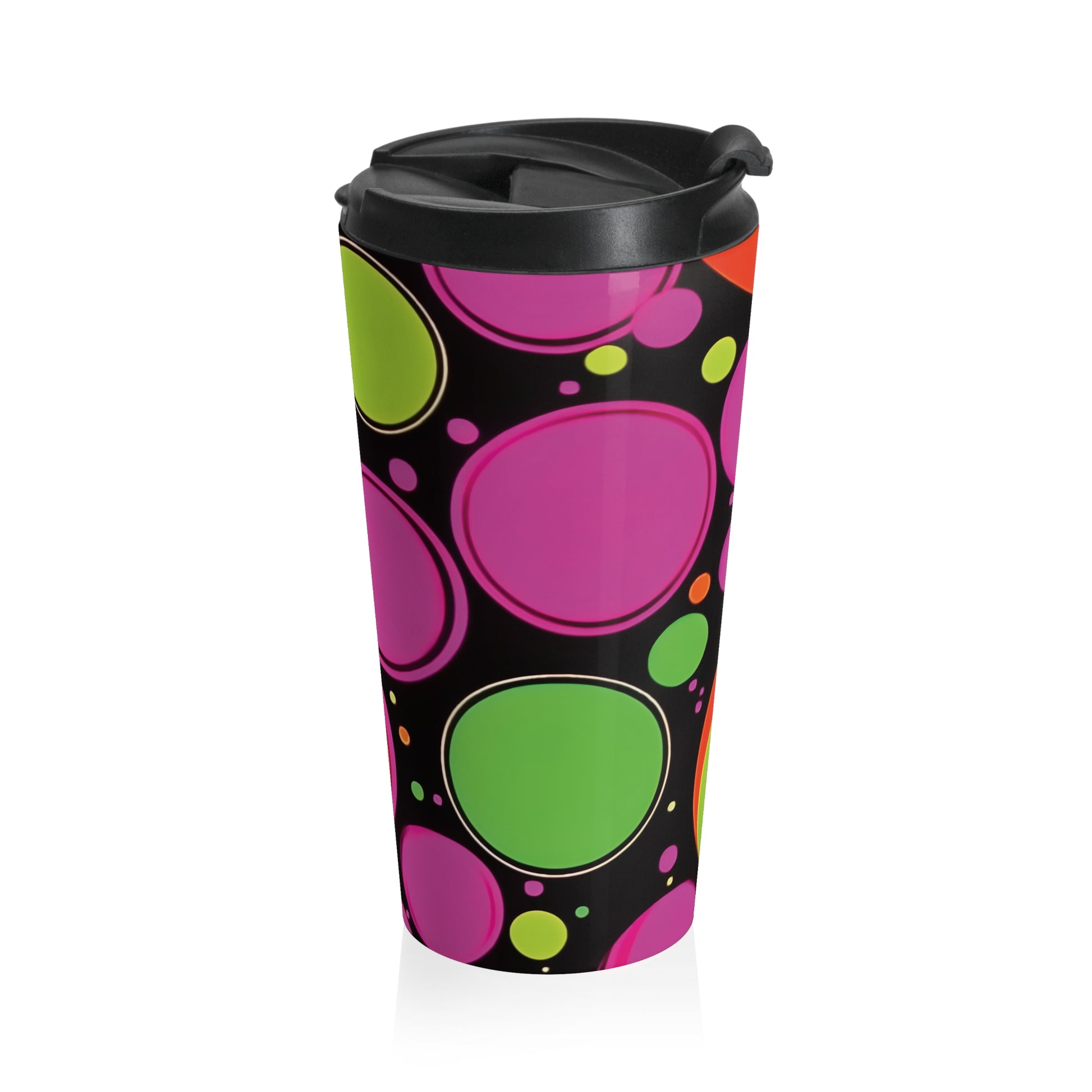 Retro Colorful Bubbles Stainless Steel Travel Mug | Neon Polka Dot Tumbler - AURABAGS SHOP