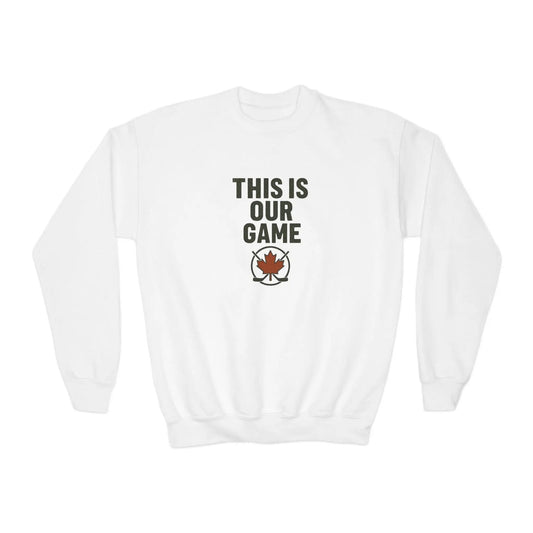 Maple Stick Youth Crewneck Sweatshirt – Our Game Sweater, Canadian Pride