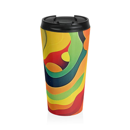 Retro Abstract Stainless Steel Travel Mug — Colorful Psychedelic Wave Design - AURABAGS SHOP