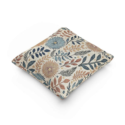 Boho Floral Woven Pillow | Textured Daisy Leaves Decorative Throw Pillow
