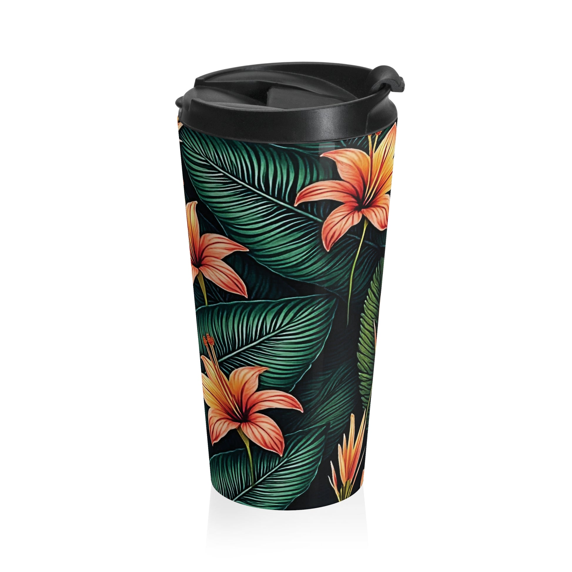 Tropical Orange Lily Travel Mug | Floral Stainless Steel Tumbler - AURABAGS SHOP
