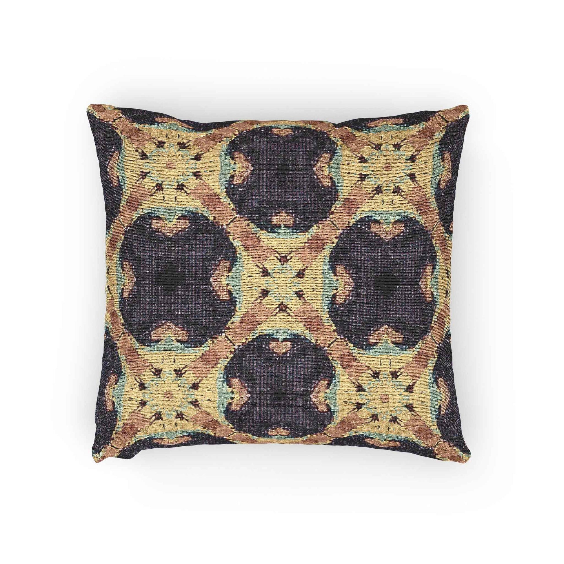Geometric Mosaic Pattern Woven Pillow | Boho Tile Throw Cushion
