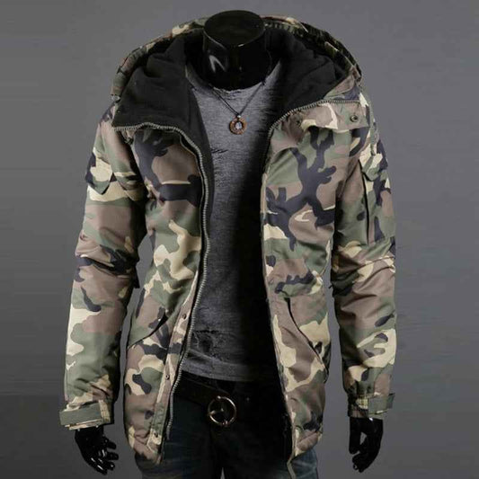 Military Camo Hoodie Jacket – Men's Lightweight British Fashion Outerwear