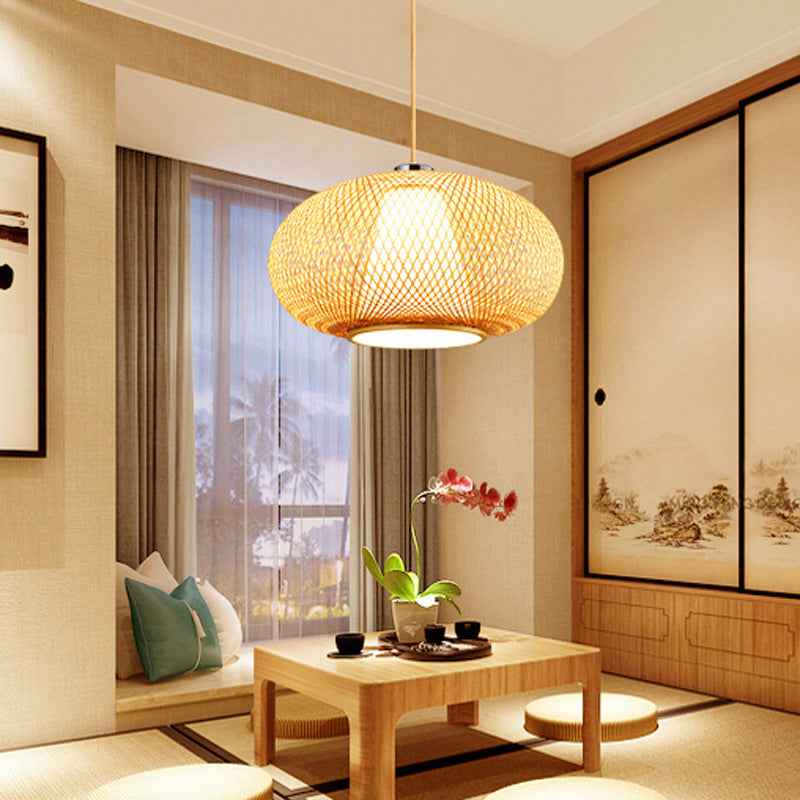 Bamboo Bird Cage Pendant Lamp – Oriental Style Ceiling Light for Restaurant & Home